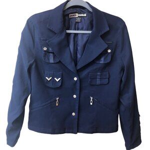 Jamie Sadock Womens Navy Blue Blazer Jacket Sz Small Military Style Sailor Core